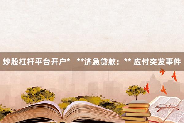 炒股杠杆平台开户*   **济急贷款:** 应付突发事件