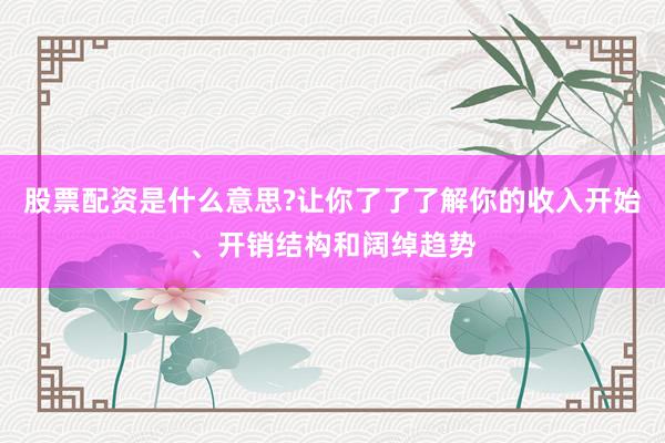 股票配资是什么意思?让你了了了解你的收入开始、开销结构和阔绰趋势