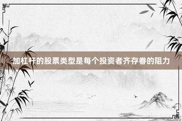 加杠杆的股票类型是每个投资者齐存眷的阻力
