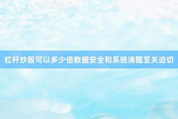 杠杆炒股可以多少倍数据安全和系统清醒至关迫切