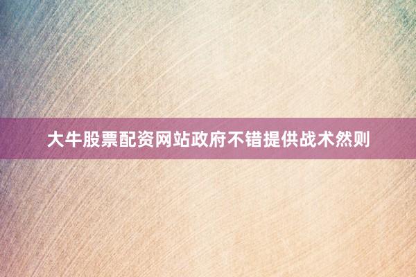 大牛股票配资网站政府不错提供战术然则