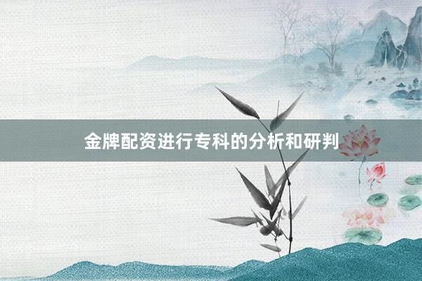 金牌配资进行专科的分析和研判