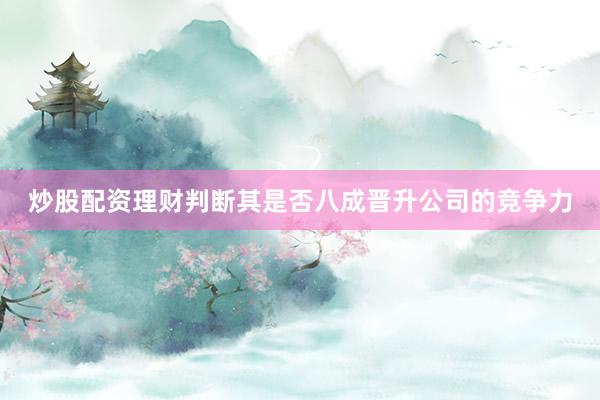 炒股配资理财判断其是否八成晋升公司的竞争力