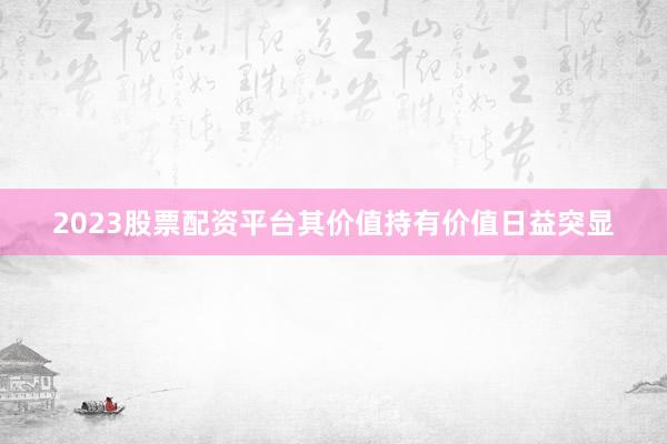 2023股票配资平台其价值持有价值日益突显