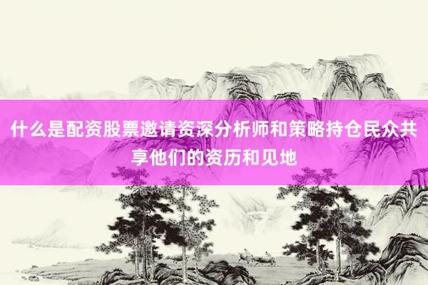什么是配资股票邀请资深分析师和策略持仓民众共享他们的资历和见地