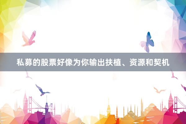 私募的股票好像为你输出扶植、资源和契机
