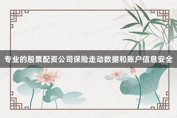 专业的股票配资公司保险走动数据和账户信息安全