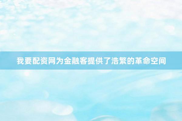 我要配资网为金融客提供了浩繁的革命空间