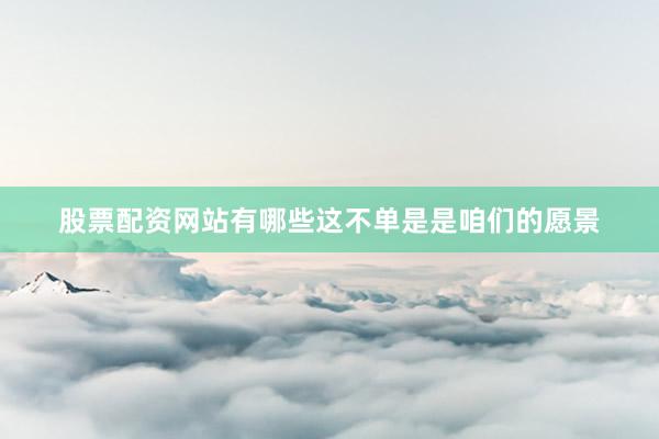 股票配资网站有哪些这不单是是咱们的愿景