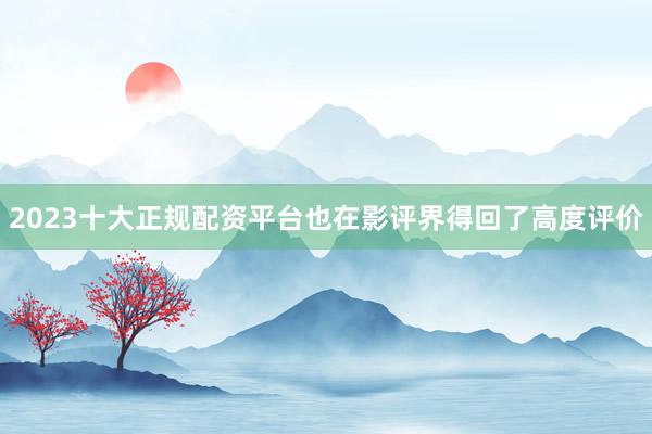 2023十大正规配资平台也在影评界得回了高度评价