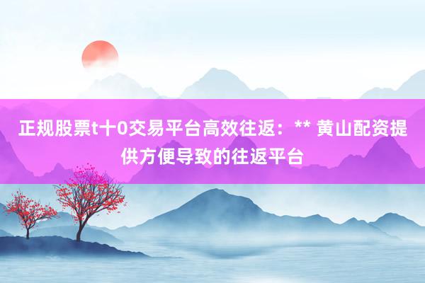 正规股票t十0交易平台高效往返：** 黄山配资提供方便导致的往返平台