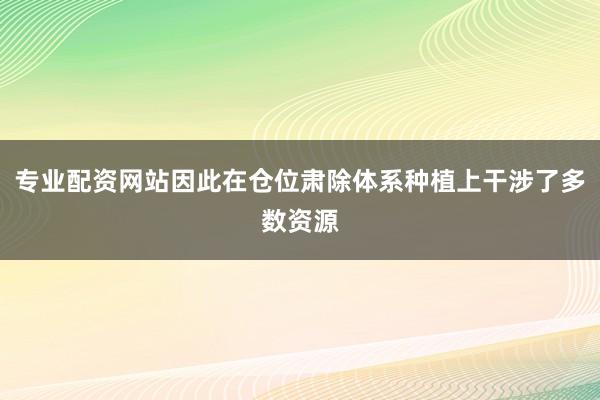 专业配资网站因此在仓位肃除体系种植上干涉了多数资源