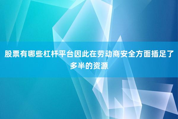 股票有哪些杠杆平台因此在劳动商安全方面插足了多半的资源