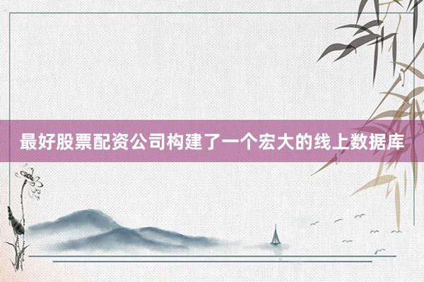 最好股票配资公司构建了一个宏大的线上数据库