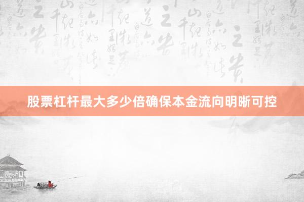 股票杠杆最大多少倍确保本金流向明晰可控