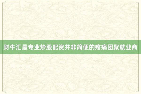 财牛汇最专业炒股配资并非简便的疼痛团聚就业商
