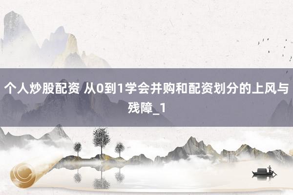 个人炒股配资 从0到1学会并购和配资划分的上风与残障_1