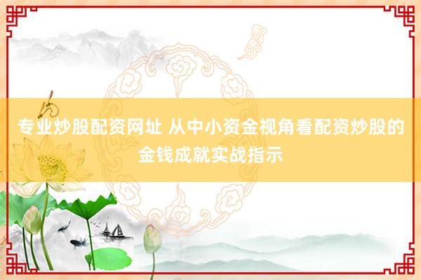 专业炒股配资网址 从中小资金视角看配资炒股的金钱成就实战指示