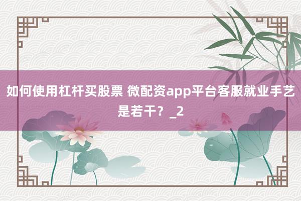 如何使用杠杆买股票 微配资app平台客服就业手艺是若干？_2