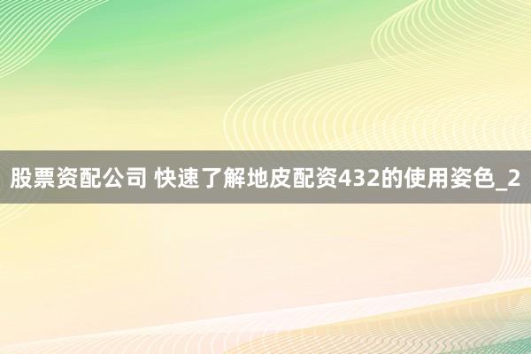 股票资配公司 快速了解地皮配资432的使用姿色_2